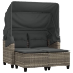 Divano Giardino 2 Posti Tetto Sgabelli Grigio Chiaro Polyrattan