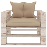 Poltrona da Giardino Pallet con Cuscini Beige in Legno di Pino