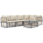 Set Divani da Giardino 6 pz con Cuscini Antracite in Polyrattan