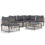 Set Divani da Giardino 6 pz con Cuscini Antracite in Polyrattan