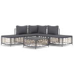 Set Divani da Giardino 6 pz con Cuscini Antracite in Polyrattan