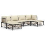 Set Divani da Giardino 6 pz con Cuscini Antracite in Polyrattan