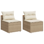 Divani Giardino Senza Braccioli con Cuscini 2 Beige Polyrattan