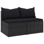 Divani Centrali da Giardino con Cuscini 2pz in Polyrattan Nero