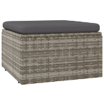 Poggiapiedi Giardino con Cuscino Grigio 55x55x30 cm Polyrattan