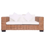 Set di Divani da Giardino con Cuscini 2 pz in Rattan Naturale