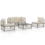 Set Divani da Giardino 5 pz con Cuscini Antracite in Polyrattan