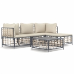 Set Divani da Giardino 4 pz con Cuscini Antracite in Polyrattan