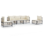 Set Divani da Giardino 5 pz con Cuscini Antracite in Polyrattan