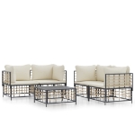 Set Divani da Giardino 5 pz con Cuscini Antracite in Polyrattan