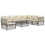 Set Divani da Giardino 8 pz con Cuscini Antracite in Polyrattan