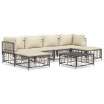 Set Divani da Giardino 7 pz con Cuscini Antracite in Polyrattan