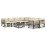 Set Divani da Giardino 9 pz con Cuscini Antracite in Polyrattan