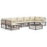 Set Divani da Giardino 8 pz con Cuscini Antracite in Polyrattan