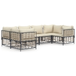 Set Divani da Giardino 6 pz con Cuscini Antracite in Polyrattan