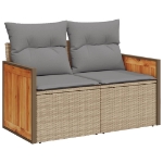 Divano da Giardino con Cuscini a 2 Posti Beige in Polyrattan