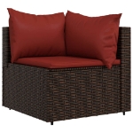 Divani Angolari da Giardino con Cuscini 2pz Polyrattan Marrone