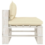 Divano Centrale da Giardino Pallet con Cuscini Crema in Legno