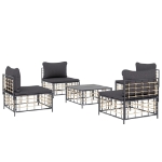 Set Divani da Giardino 5 pz con Cuscini Antracite in Polyrattan
