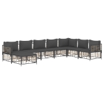 Set Divani da Giardino 8 pz con Cuscini Antracite in Polyrattan
