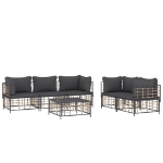 Set Divani da Giardino 6 pz con Cuscini Antracite in Polyrattan