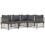 Set Divani da Giardino 4 pz con Cuscini Antracite in Polyrattan