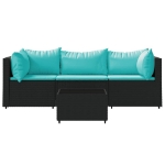 Set Divani da Giardino 4 pz con Cuscini Nero in Polyrattan