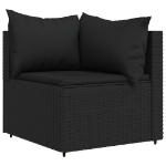 Divani Angolari da Giardino con Cuscini 2pz in Polyrattan Nero