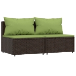 Set Mobili da Giardino 3 pz con Cuscini in Polyrattan Marrone