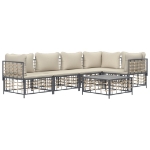 Set Divani da Giardino 6 pz con Cuscini Antracite in Polyrattan