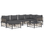 Set Divani da Giardino 7 pz con Cuscini Antracite in Polyrattan