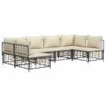 Set Divani da Giardino 6 pz con Cuscini Antracite in Polyrattan