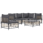 Set Divani da Giardino 6 pz con Cuscini Antracite in Polyrattan