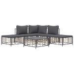 Set Divani da Giardino 6 pz con Cuscini Antracite in Polyrattan