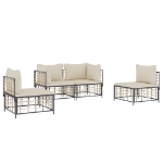 Set Divani da Giardino 4 pz con Cuscini Antracite in Polyrattan