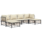 Set Divani da Giardino 6 pz con Cuscini Antracite in Polyrattan