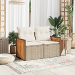 Divano da Giardino con Cuscini a 2 Posti Beige in Polyrattan