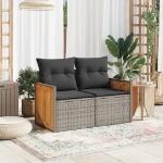 Divano da Giardino con Cuscini 2 Posti Grigio in Polyrattan