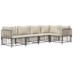 Set Divani da Giardino 5 pz con Cuscini Antracite in Polyrattan