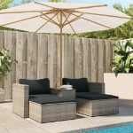 Set Divano Giardino 5 pz con Cuscini Grigio Polyrattan Acacia