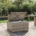 Poggiapiedi Giardino con Cuscino Grigio 55x55x30 cm Polyrattan