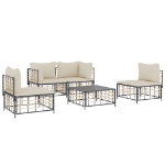 Set Divani da Giardino 5 pz con Cuscini Antracite in Polyrattan