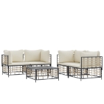 Set Divani da Giardino 5 pz con Cuscini Antracite in Polyrattan