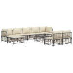 Set Divani da Giardino 10pz con Cuscini Antracite in Polyrattan