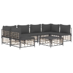 Set Divani da Giardino 7 pz con Cuscini Antracite in Polyrattan