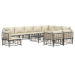 Set Divani da Giardino 11pz con Cuscini in Polyrattan Antracite