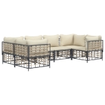 Set Divani da Giardino 6 pz con Cuscini Antracite in Polyrattan