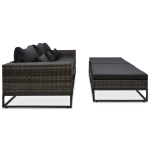 Set Divani da Giardino 5 pz con Cuscini in Polyrattan Grigio