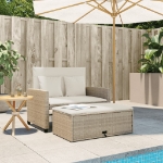 Divano da Giardino con Cuscini a 2 Posti Beige in Polyrattan