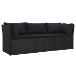 Set Divani da Giardino 4 pz con Cuscini in Polyrattan Nero